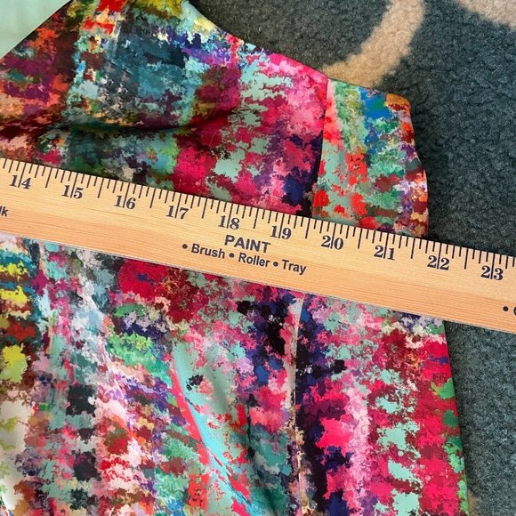 Nicole Miller NWT 1X Watercolor Abstract Print Satin Charmeuse Slip Maxi Dress - Picture 12 of 16